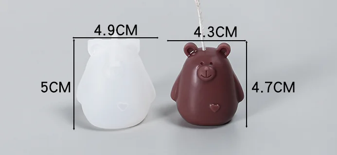 Three-dimensional bear mold candle mold for candle making handmade soap mold DIY material silicone mold