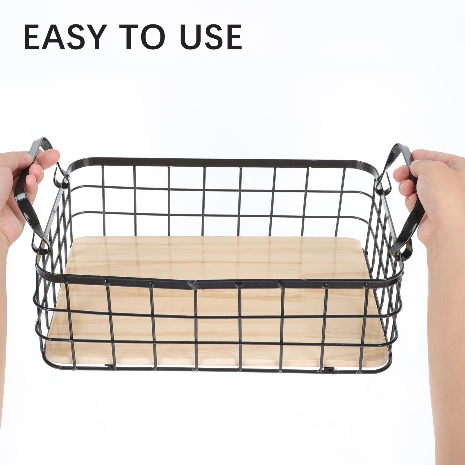 

Storage Basket Kitchen ganizer Bins Decorative Iron Wood Fruit Snack Tray Household Container Creative Solution