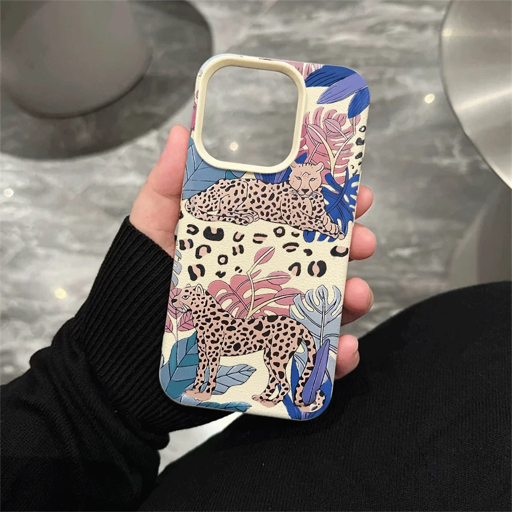 Tropische Geparden-Handyhülle für iPhone 17 16 15 14 13 12 11 Pro Max 16 15 14 Plus 17 16 15 14 13 Pro 17Air Silikon-Matt-Cover – Detail 5