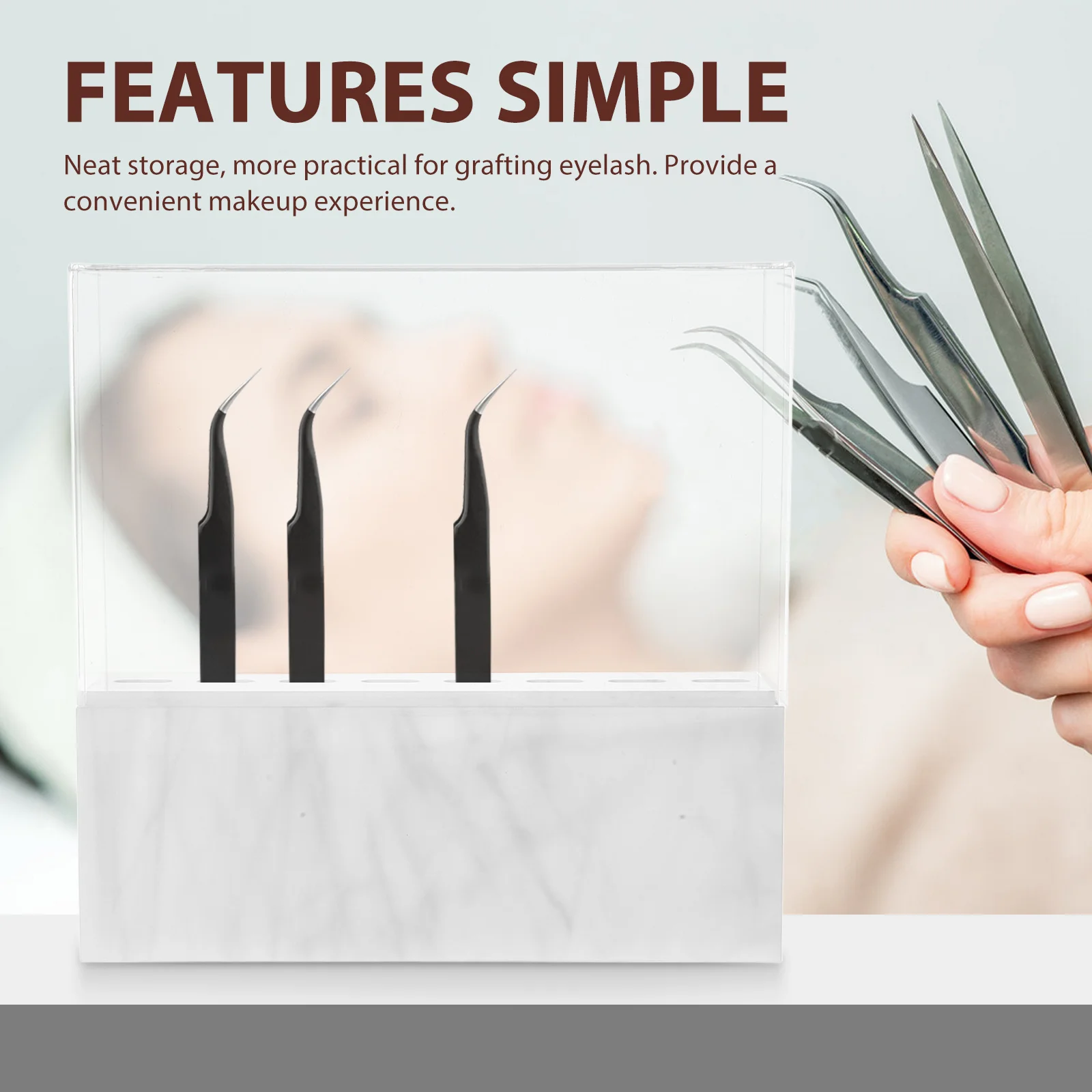 Estante acrílico para pinzas de maquillaje, soporte para salón de belleza, soporte de exhibición, soporte para pinzas, organizador de almacenamiento