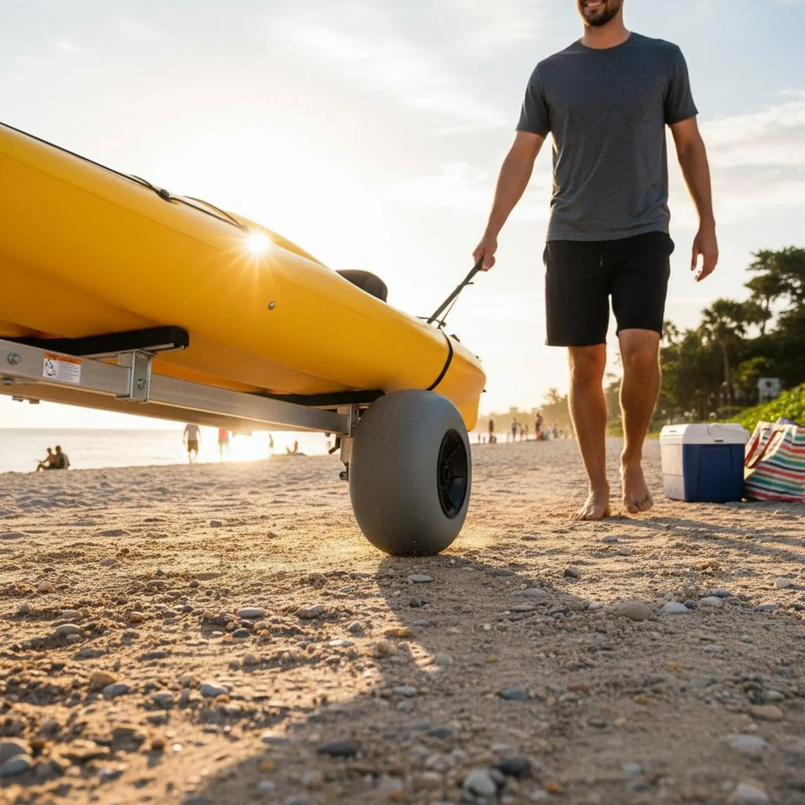 PU Inflatable Sand Wheel Long-Lasting Kayak Hauling Carrier Beach Wheel Sand Tire Heavy-Duty Beach Carrier Tire High Weight