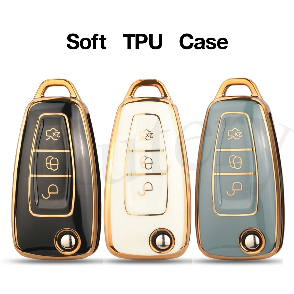 

Jingyuqin 3BTN Soft TPU Car Remote Key Case For Ford Ranger C-Max S-Max Focus Galaxy Mondeo Transit Tourneo Custom Protection