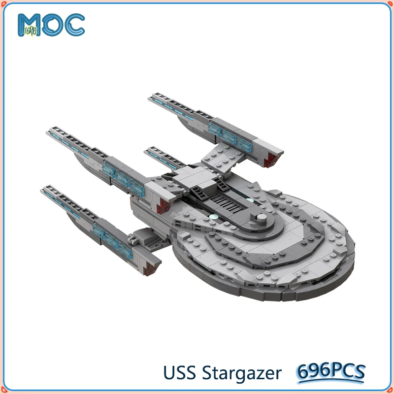 

Строительные блоки USS Stargazer масштаб 1:1680, модель MOC, сборные блоки «сделай сам», коллекционные кубики, дисплей космоса, креативные игрушки, подарки, 696 шт.