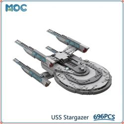 USS Stargazer 1:1680 Scale Model MOC Building Blocks DIY Assemble Bricks Collection Space Display Creative Toys Gifts 696PCS