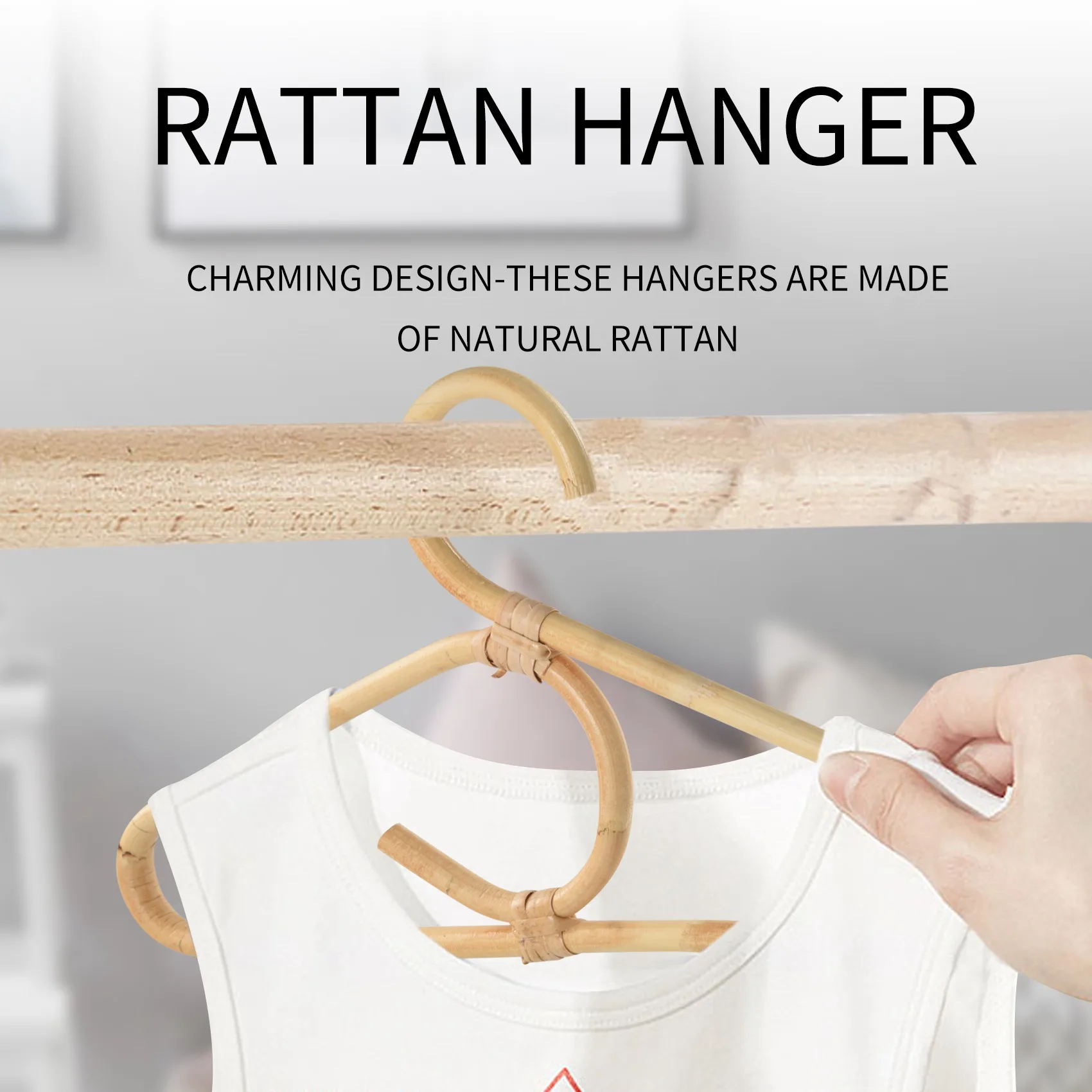

ETRT 4Pcs Rattan Clothes Hanger Nordic Style Kids Garments Organizer Rack Children Hanger Kids Room Decor Hangers For Clothes