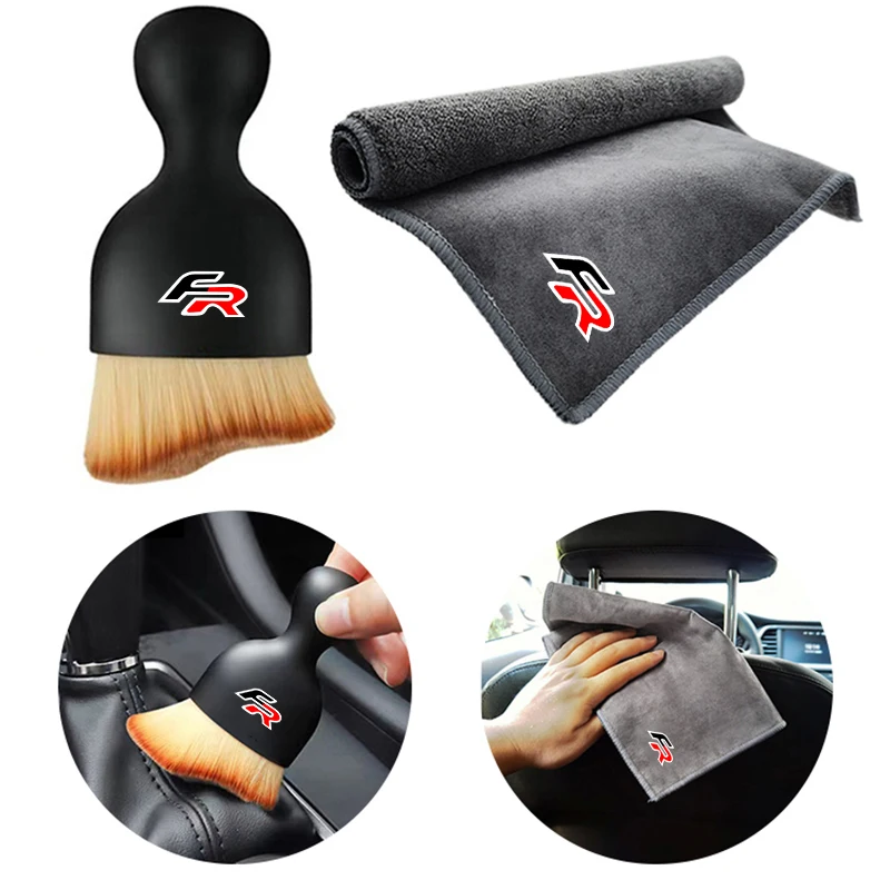 Car Cleaning Brush Center Console Clean Tool Wash Microfiber Drying Towel For Seat FR Leon Ibiza Altea Exe 5f Mk2 Mk3 Accessory