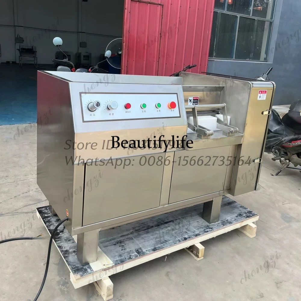 Electric Industrial Beef Chicken Dicer Meat Cutter Diced Frozen Meat Cube Dicing Machine Set For Meat Cube Cutting