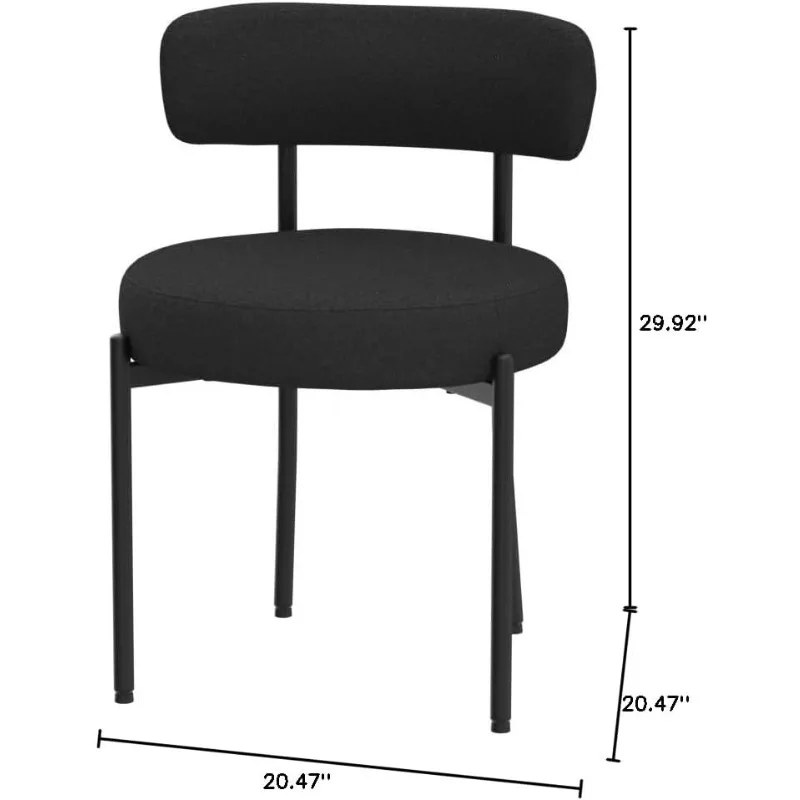 Moderne Eetkamerstoelen Uit Het Midden Van De Eeuw, Eetkamerstoelen In De Keuken, Gebogen Rugleuning Rond Gestoffeerde Boucle Sherpa Dineren