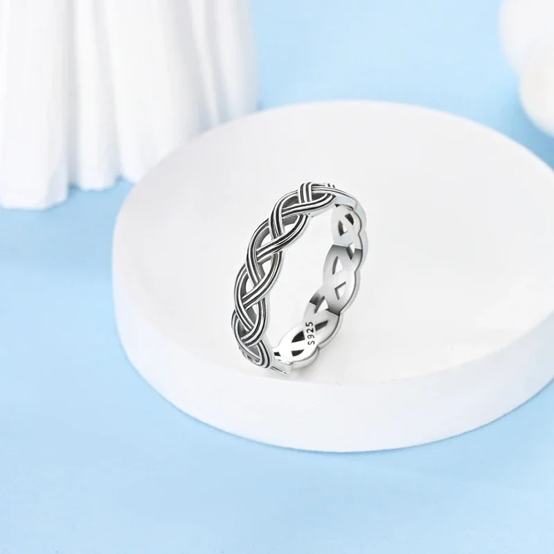 925 Sterling Silver Infinity Three Thread Braid Original Ring for Women Premium Simple Boutique Jewelry Engagement Gift