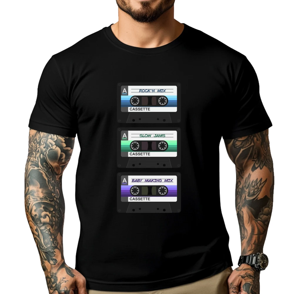 

Cassette Tapes Plain Shirt Male Short Sleeve T-Shirt Men Vintage Fashionable and Trendy Custom Tshirts