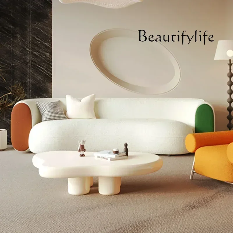 

J R Nordic Cloud Curved Sofa Lounge Style Design Living Room 3 Seater Sofa European White Minimalist Muebles Hogar Home Furnitur