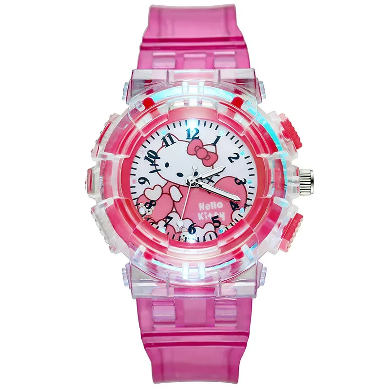 Hot Selling Sanrio Serie Kitty Cat Basisschool En Middelbare Scholieren Lichtgevende Horloge Kinderen Horloge Elektronisch Eenvoudig Horloge