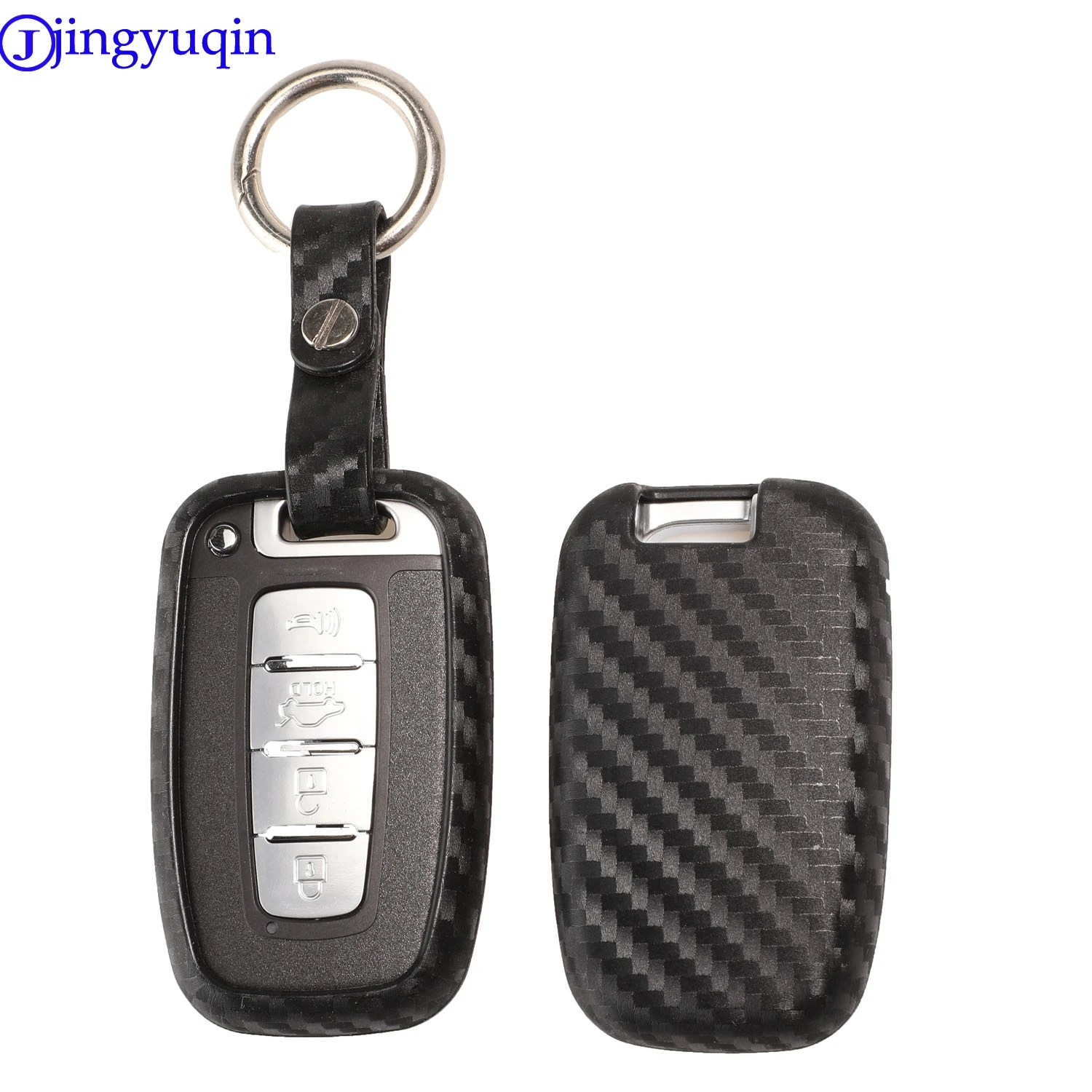 jingyuqin Carbon Fiber Patten Silicone Car Key for Hyundai Equus Genesis Veloster for KIA Sportage Forte Optima Soul Azera