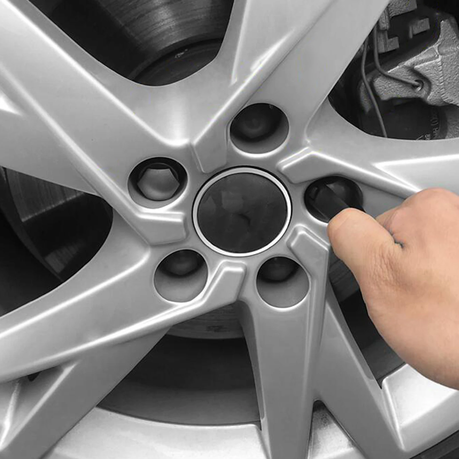 24x25mm Black / Gray Car Accessories Wheel Nut  Bolt  Lug Tyre Hub Cover Caps For Audi A4 A5 A6 A7 R8 Q3 Q5