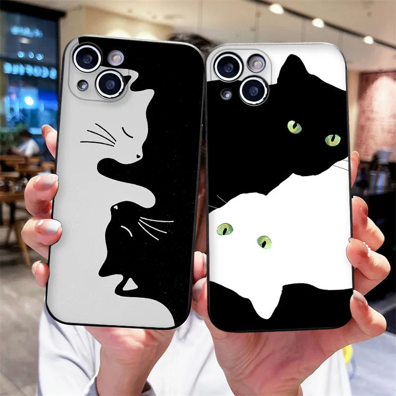 Чехол для телефона с рисунком черно-белого кота для Huawei Nova 13 12 11 Pro 10 SE P60 P40 Mate 40 50 60 Pro Plus 5G Soft Cover Чехол для телефона с рисунком черно-белого кота для Huawei Nova 13 12 11 Pro 10 SE P60 P40 Mate 40 50 60 Pro Plus 5G Soft Cover
