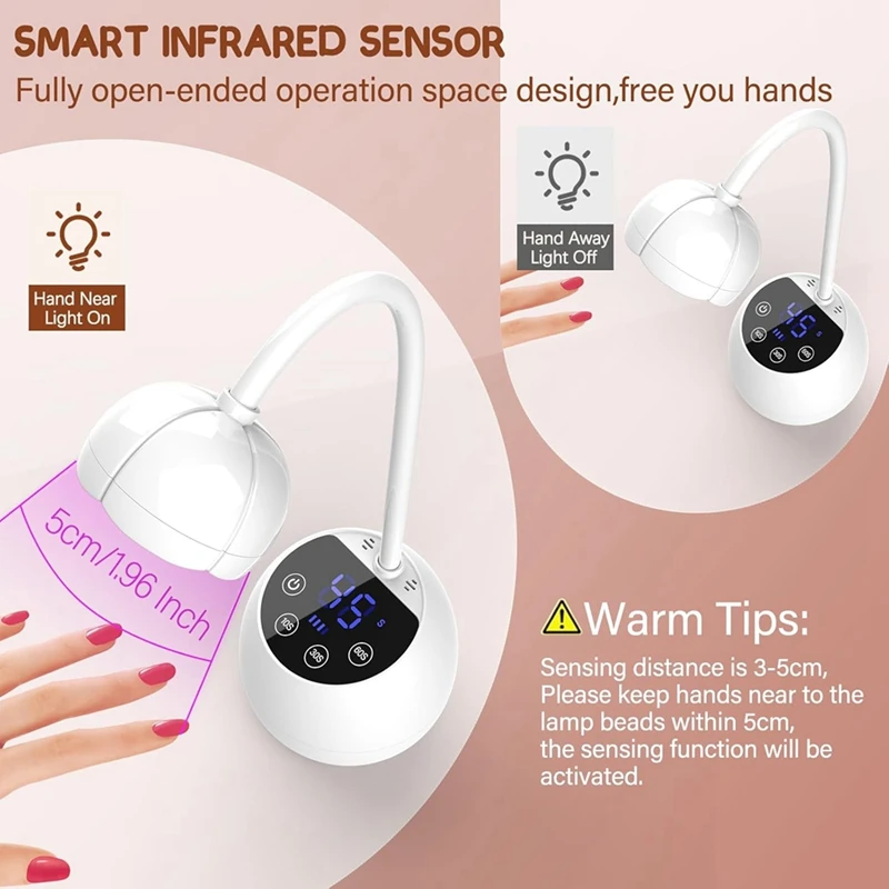 AB09-UV LED Nail Lamp Cordless 36W Mini UV Light For Gel X Nails Tips Rechargeable Nail Dryers With Smart Sensor & 4 Timer