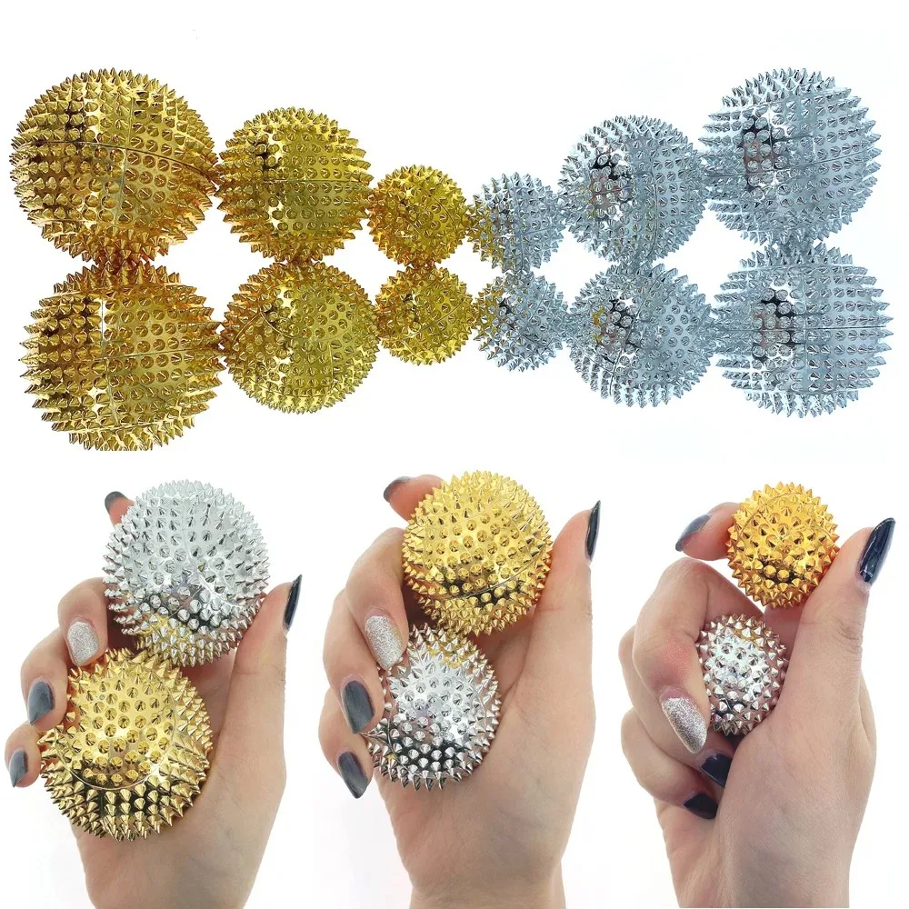 1Pair Yoga Fitness Ball Magnetic Therapy Massager Magnet Hand Acupuncture Ball Acupoint Needle Massage Men Women Pressure Relief view 5