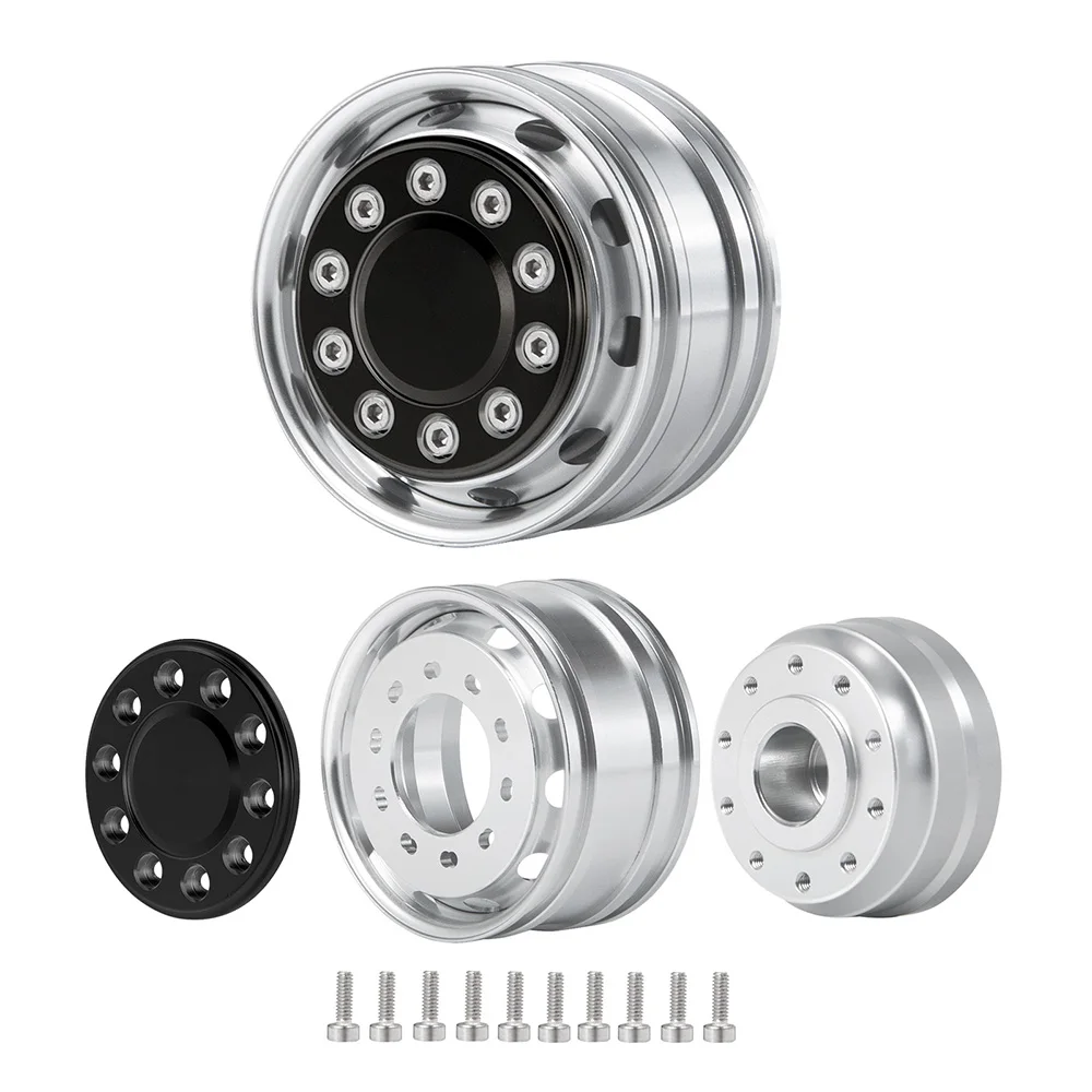 YEAHRUN Aluminum Alloy Front Wheel Rim Hub 10 Spoke Hexagonal for 1/14 Tamiya Trailer Tractor Truck RC Car Model Upgrade Parts