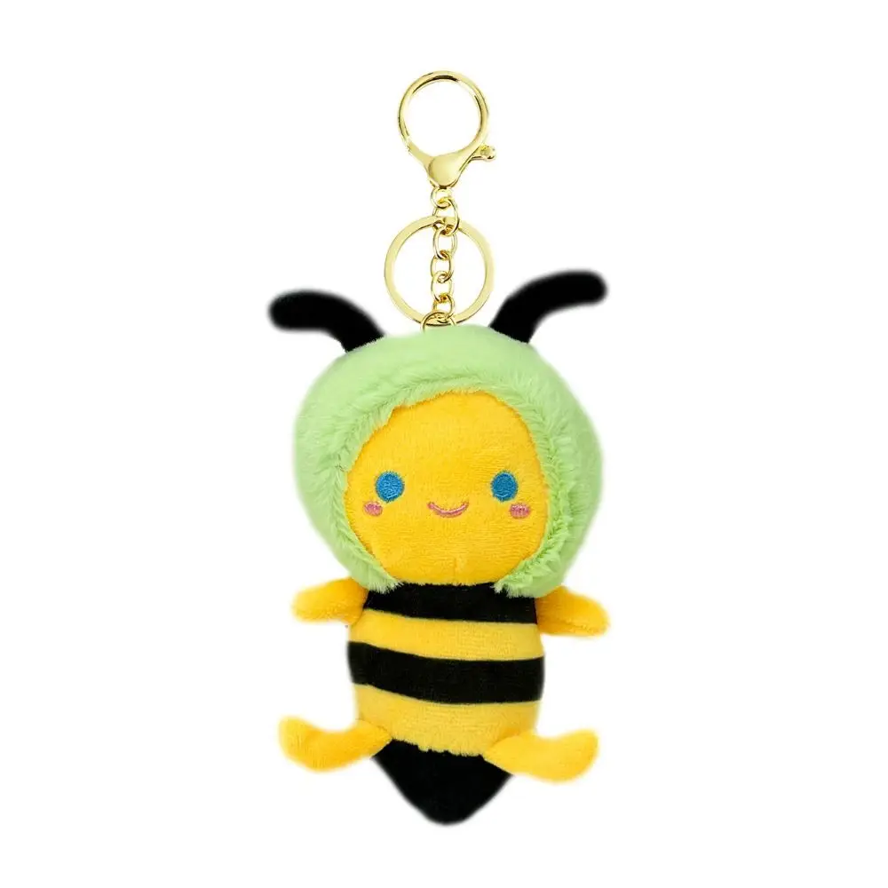 Little Bee Shape Bee Plush Keychain Stuffed Cotton Cartoon Bee Doll Bag Pendant Cute Personalized Plush Animal Bee Keyring