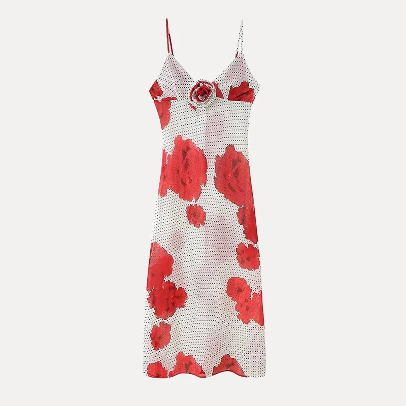 Bonny Summer 2025 New Women's Floral Print Dr 3D Flower Decoration European Sle Polyester Fiber 00% Single Piece Gown