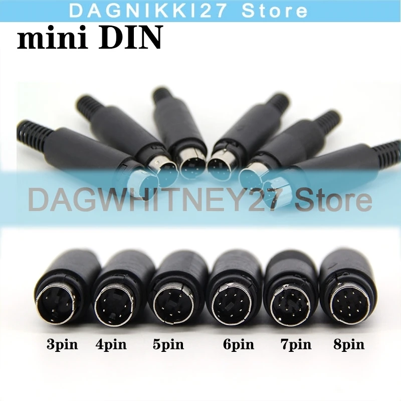 Mini DIN Male Plug 3/4/5/6/7/8 PIN Chassis Cable Mount D Connector Socket 3-8Pin Welding Wire S Terminal PS2 Handle V