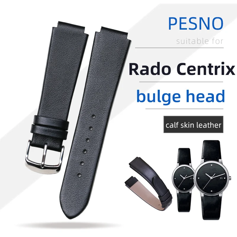 Pesno Watch Band Men Women Watch Bracelet Suitable for Rado Centrix R30941752/R30928715 Genuine Calf Skin Leather Strap Bands