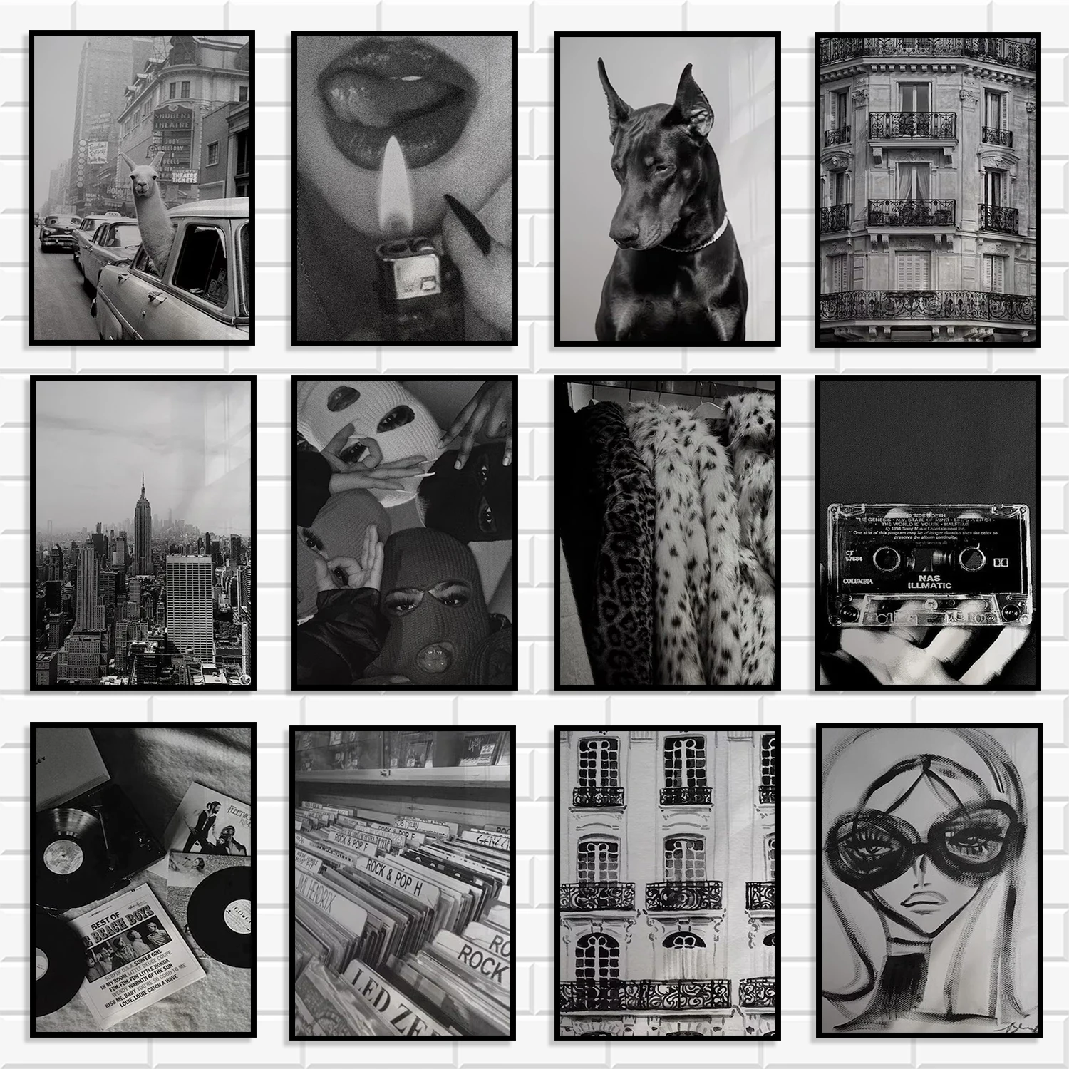 Vintage Fashion Nyc - Monochrome Grunge Aesthetic Art Print Collection