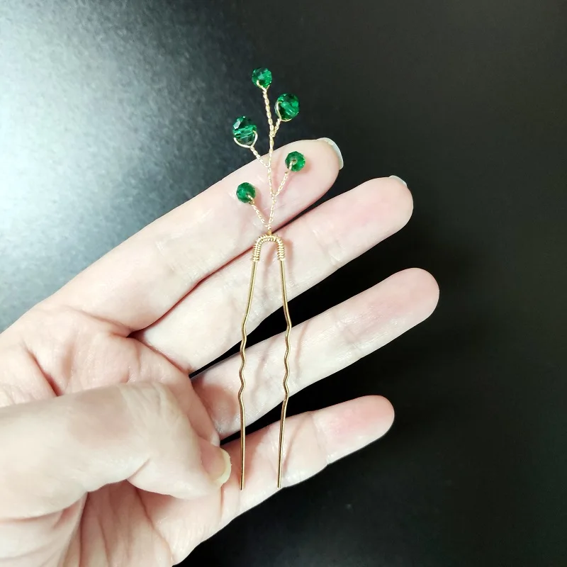 

Зеленая заколка для волос с цветком, жемчугом, свадебные аксессуары, изысканные свадебные украшения для волос, свадебная заколка