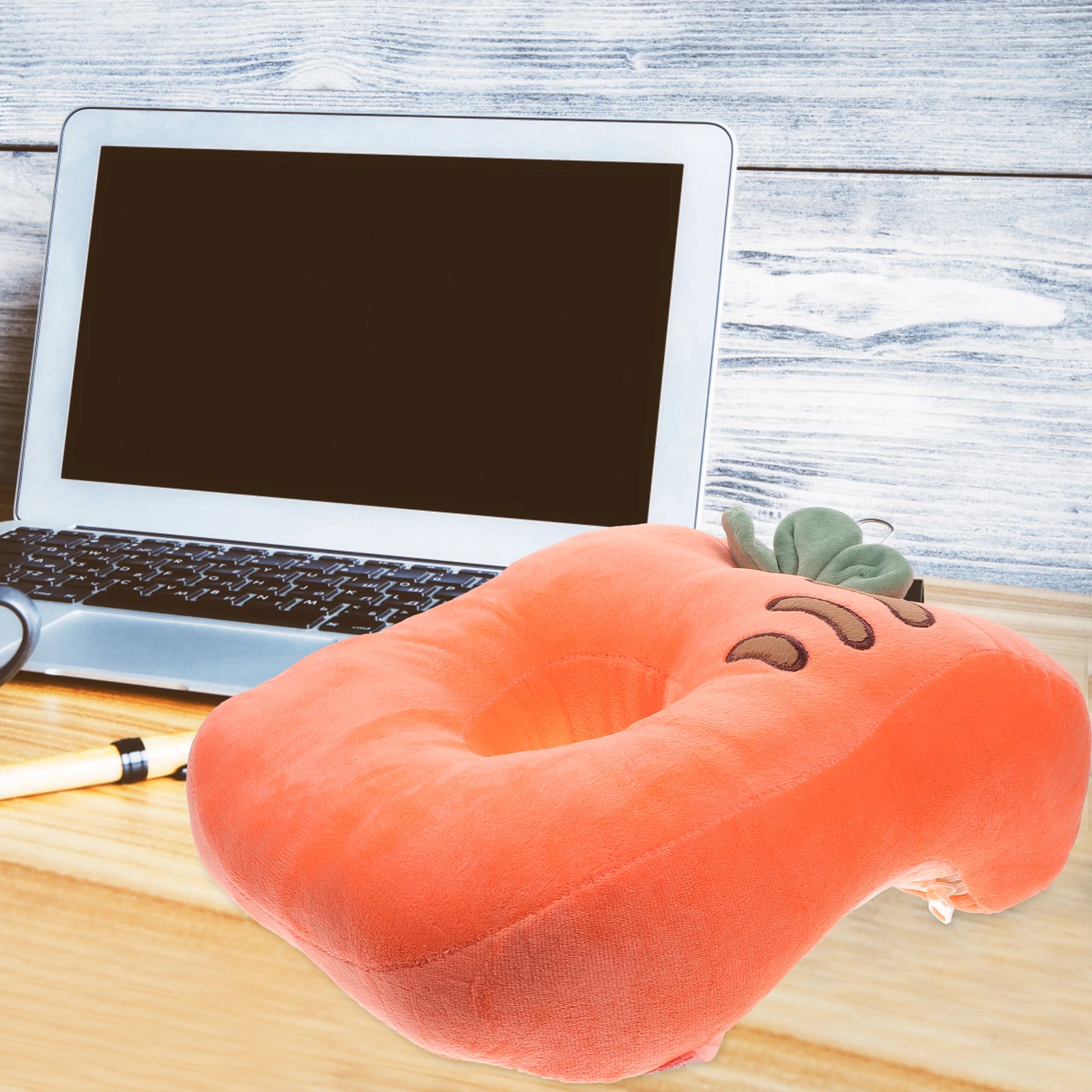 

Side Sleeping Pillow with Ear Holes Face Desk for Napping Perforation Orange Pillows Student