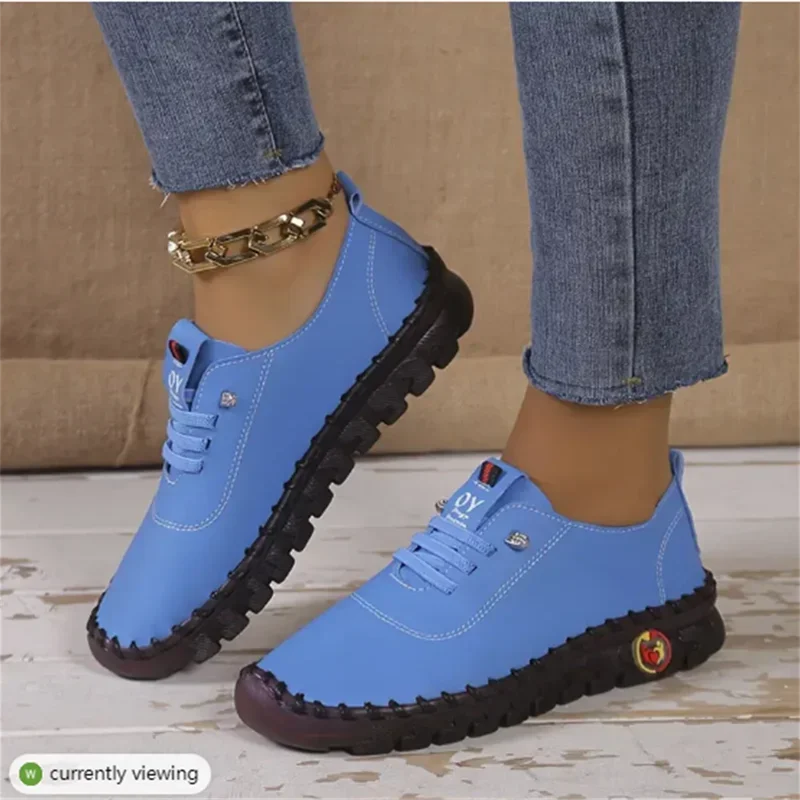 Sneakers kadın ayakkabı loafer\'lar dantel Up deri düz yeni bahar 2023 rahat anne ayakkabı Mujer Zapatos Shoes Femme