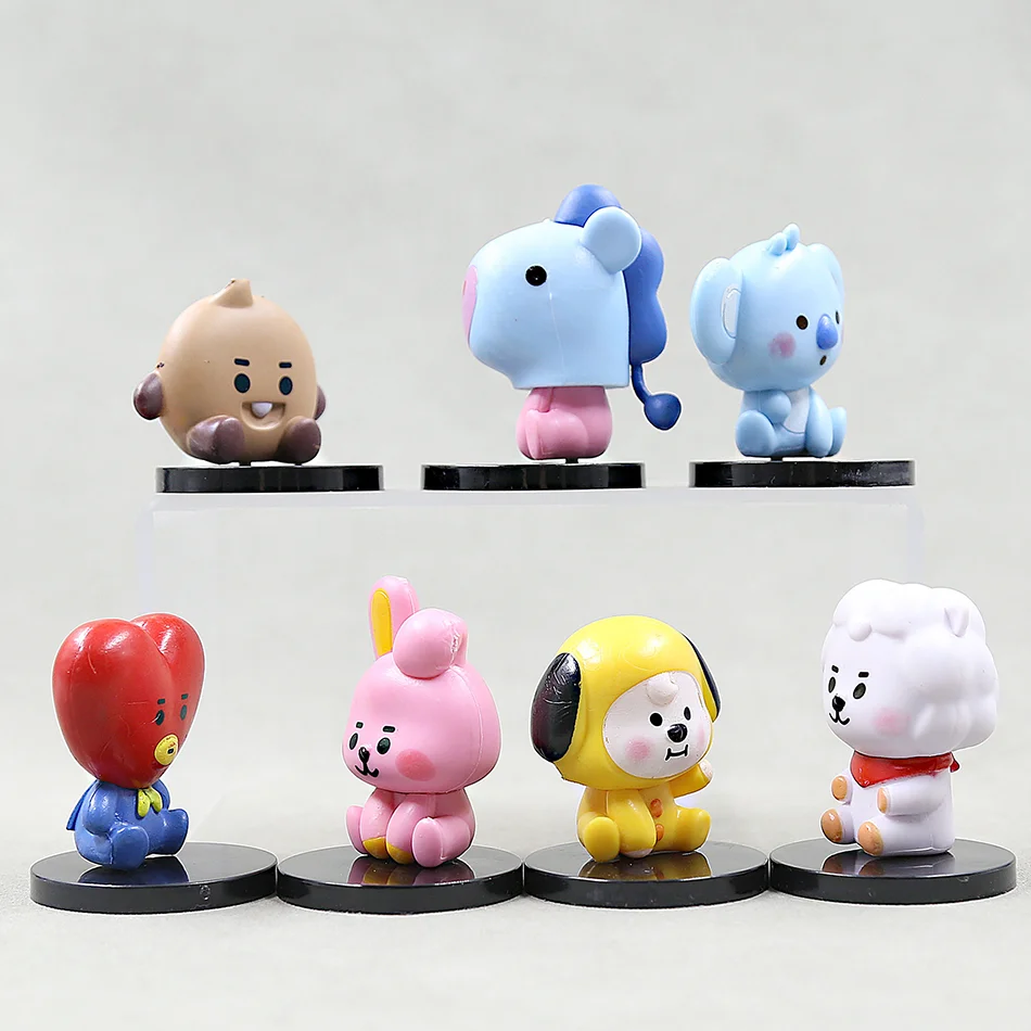 BT21 6cm 7pcs figure korea pop kpop mini figure bts Bt21 koya Model Creative Desktop Accessories Toy Children\'s Birthday Gift