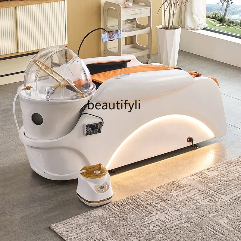 

Ceramic fiberglass multi-functional luxury full body automatic space capsule intelligent electric massage shampoo bed