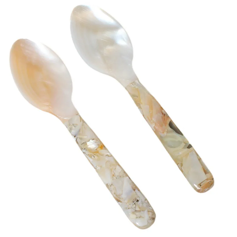 16cm shell spoon factory wholesale caviar coffee stirring spoon dessert spoon natural conch shell spoon.