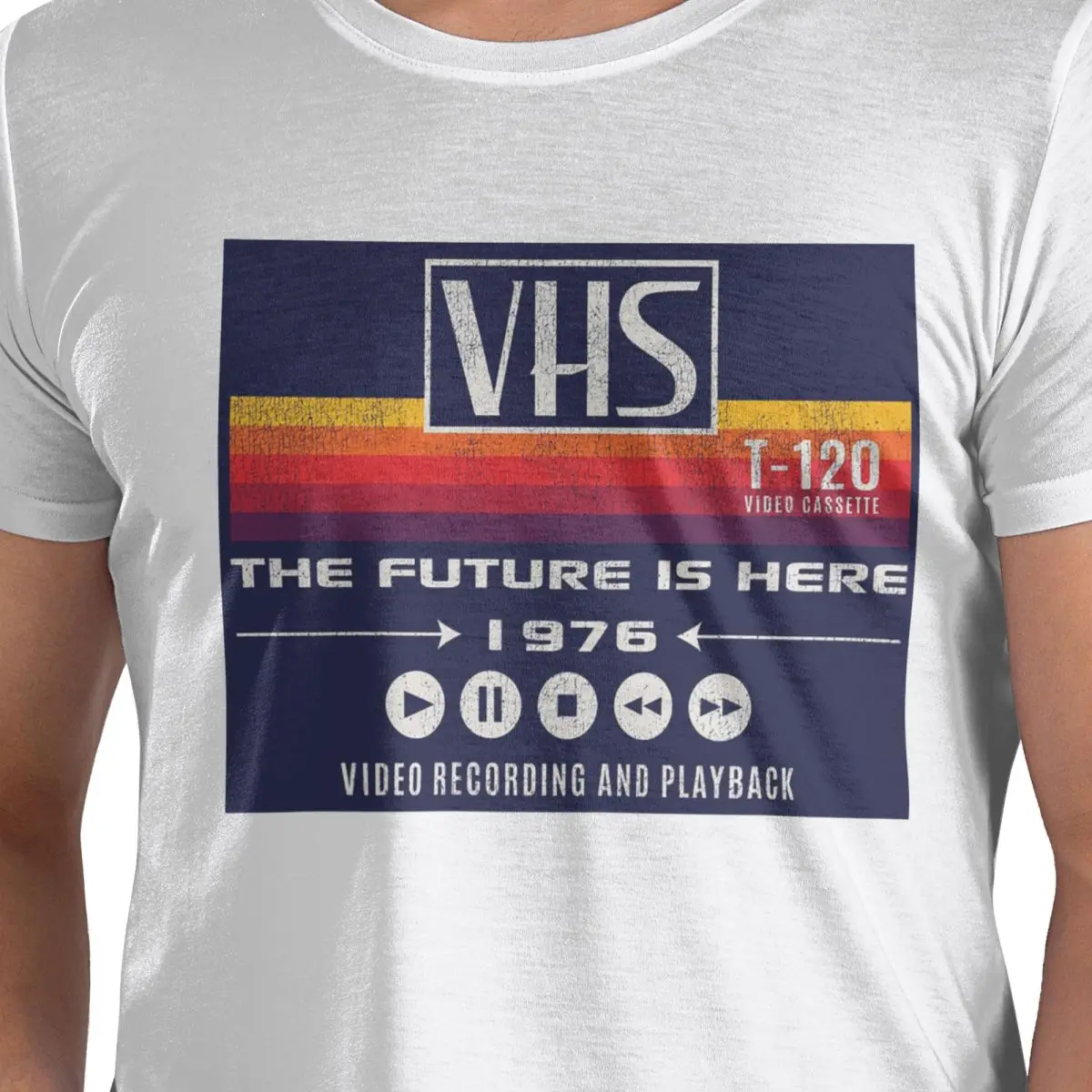 

VHS The Future Is Here 1976, футболка из 100% хлопка, мужские забавные футболки с круглым вырезом и коротким рукавом, S-6XL