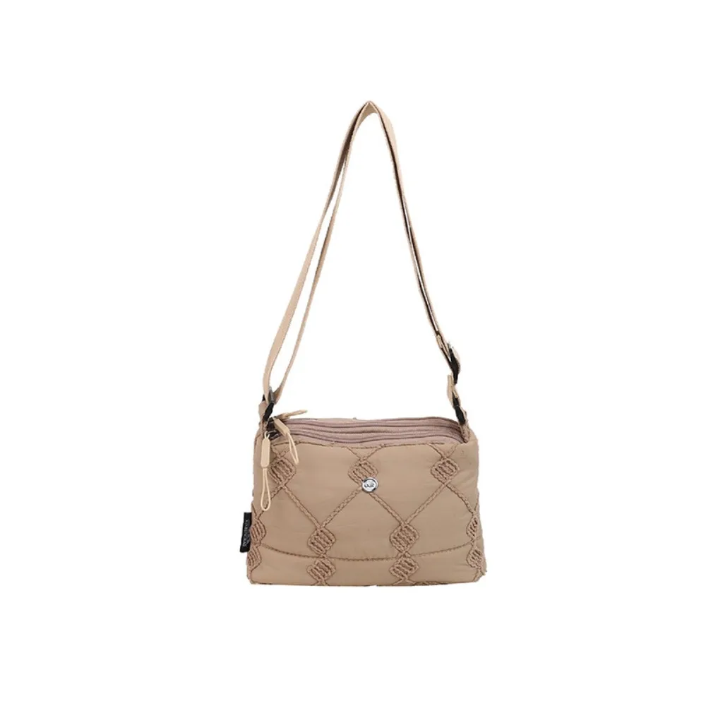 

Embroidery Space Cotton Crossbody Bag Nylon Large Capacity Argyle Shoulder Bag Korean Style Simple Woman Messenger Bag Outdoor