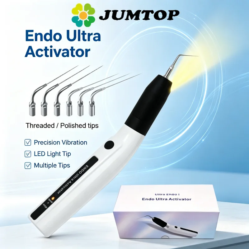 JUMTOP LED Dental Wireless Ultrasonic Activator with 6 Tips for Root Canal Treatment