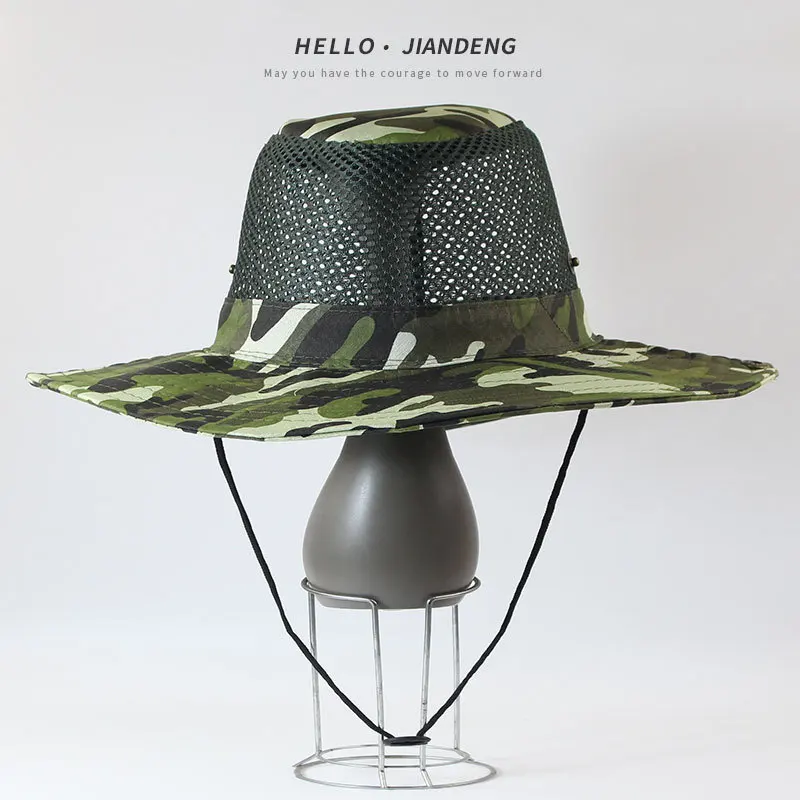 Men Women Summer Camouflage Foldable Sun Fisherman Hat Flanging Wide Brim Big Breathable Mesh Sunscreen Sport Fishing Cap B4