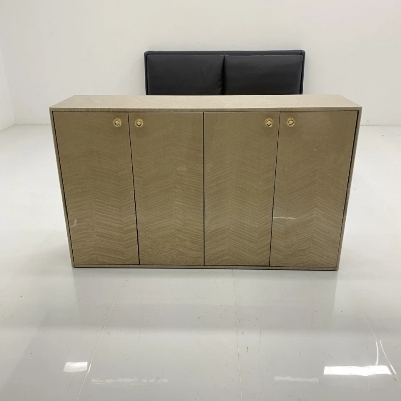 Italian light luxury shoe cabinet natural veneer piano paint high-end shoe cabinet