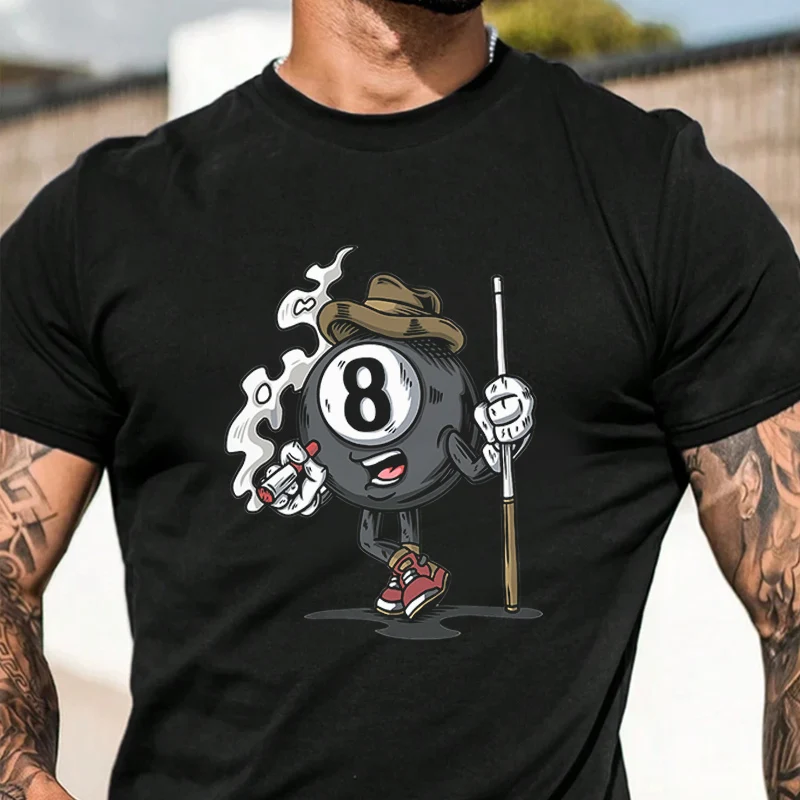 

Funny 8 Ball Cowboy Men's Fashion T-shirt Casual Trendy Tshirts For Summer Comfortable Short Sleeve Tops