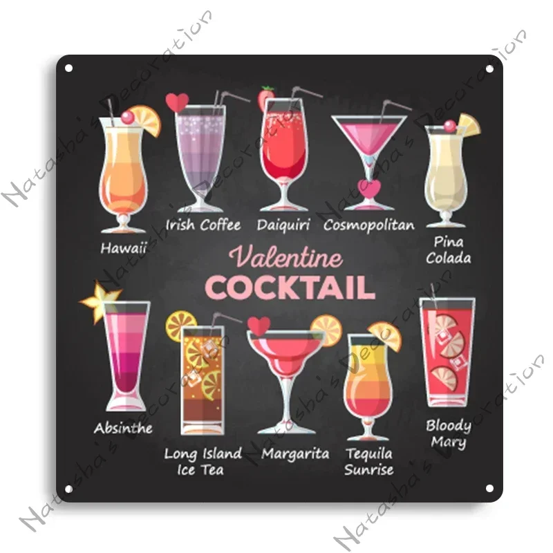 Cóctel metálico Zinn Zeichen Bier Metall Zeichen Bunte Wand Platte Vintage Poster Club Man Cave Bar Home Wand Dekor Metall