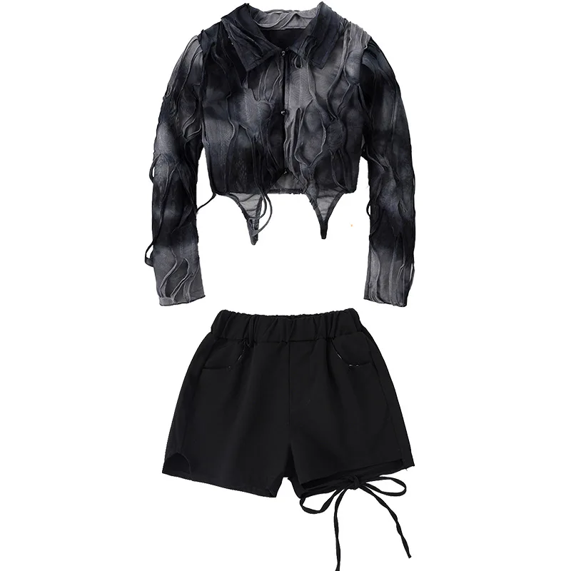 Filles K-pop Wasteland gris haut pantalon de danse de rue enfants Hip Hop veste Shorts enfants Streetwear Costume Jazz vêtements ensembles