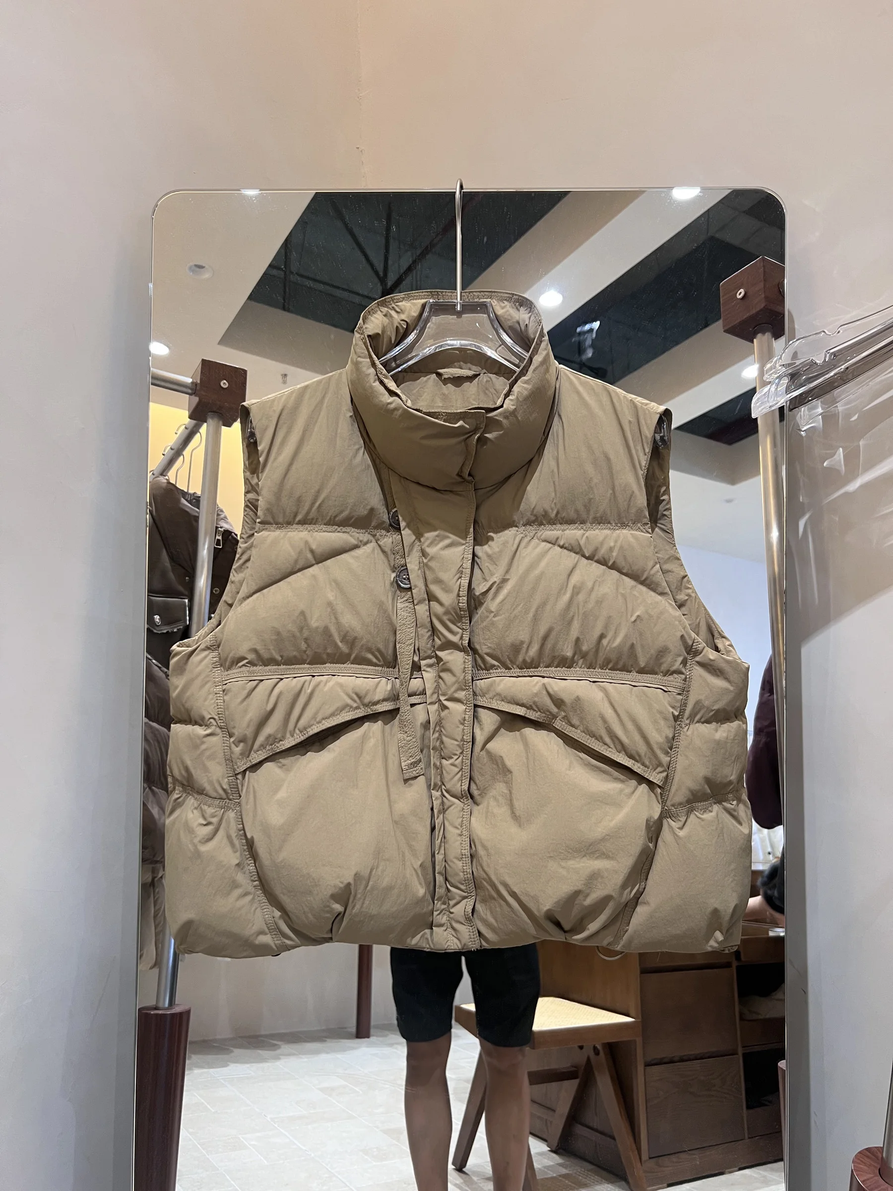 Colete feminino 2025 novo coreano sle gola ort leve casual branco du para baixo jaet oulder na moda