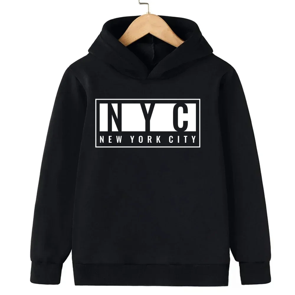 نيويورك الفتيان والفتيات هوديس الخريف/الشتاء هوديس طويلة الأكمام الكلاسيكية عادية الحد الأدنى جاكيتات الأطفال رسالة هوديس #3