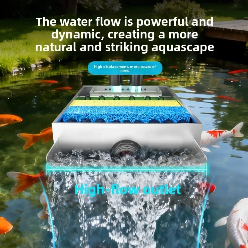 i10.12--New stainless steel fish pond filter external water circulation filtration system outdoor large filter box