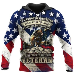 New Trendy American Flag 3D Harajuku Print Retro Camouflage Fashion Men's Sports Outdoor Leisure Daily Loose Comfortable Hoodie