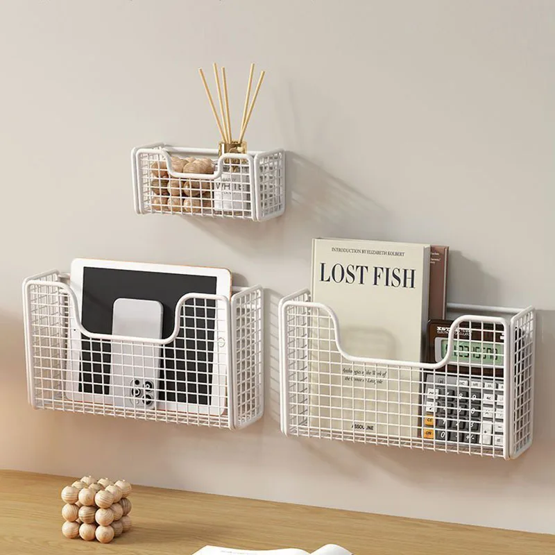 1pc Punch-free Kitchen Cabinet Door Storage Box Iron Rack Wall-mounted Cabinet Plastic Wrap Rack Bathroom Refrigerator Organizer