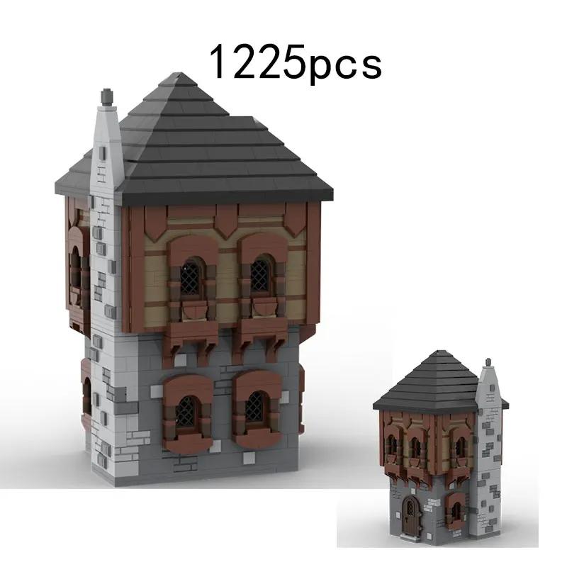 

New MOC small particle building blocks, 1225pcs, medieval castle model, architectural creative toy model, extended scene.