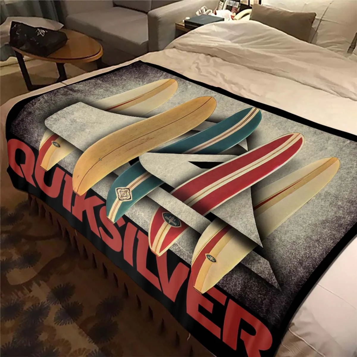 2026 New Surfboard Q-Quiksilver pattern blanket, warm, soft and comfortable flannel bedspread, birthday gift