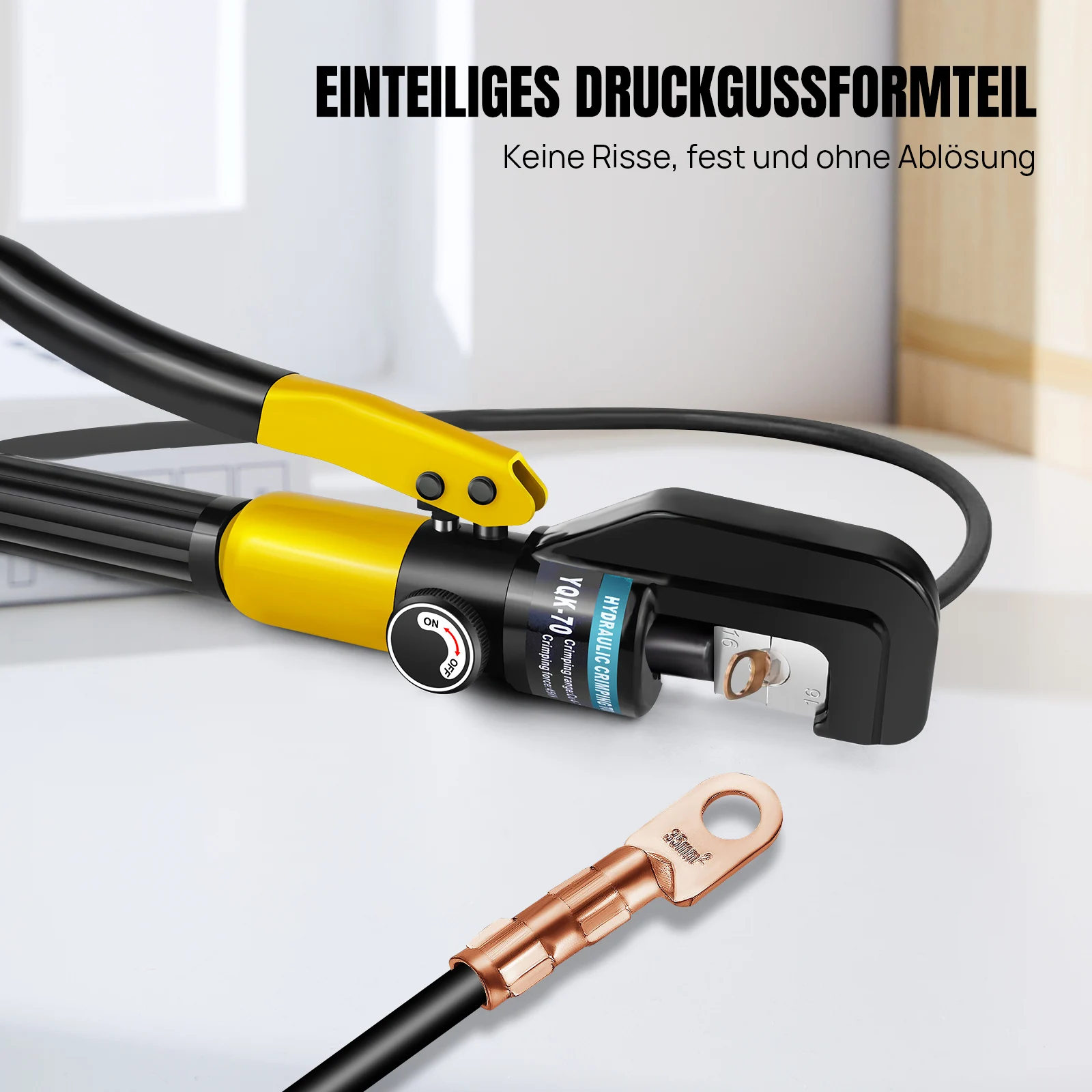 Hydraulische Crimpzange für Kabelendhülsen, 9 Matrizen, 4-70 mm², 100KN, Hydraulik-Crimper-Set, Crimpwerkzeug mit 9 Matrizen für Kupfer- und Aluminiumkabelschuhe – Detail 4