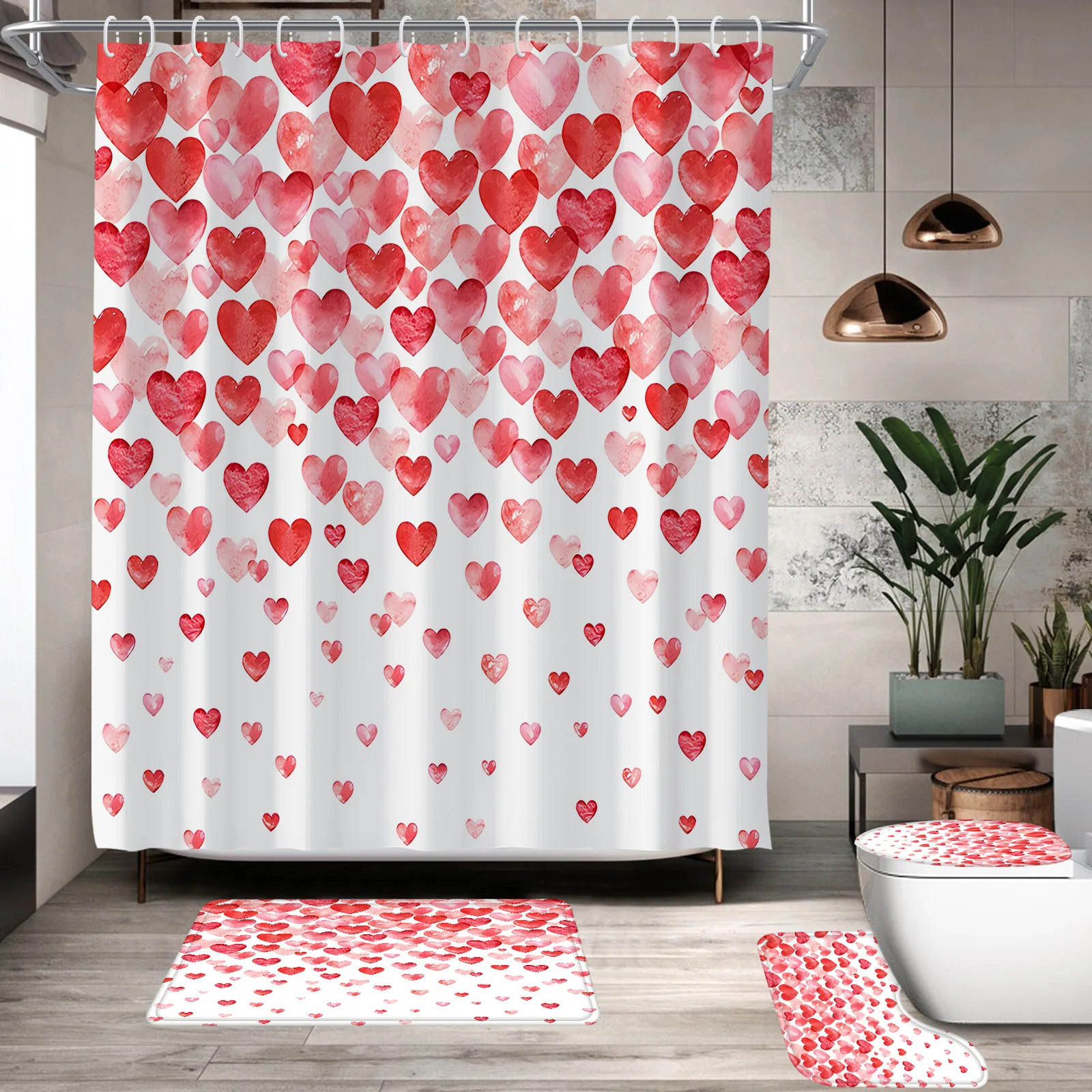 

VIKAMA романтическая занавеска для душа с красным сердцем и принтом любви, свадебный хозяин Wei, подарок на день Святого Валентина, украшение для ванной комнаты
